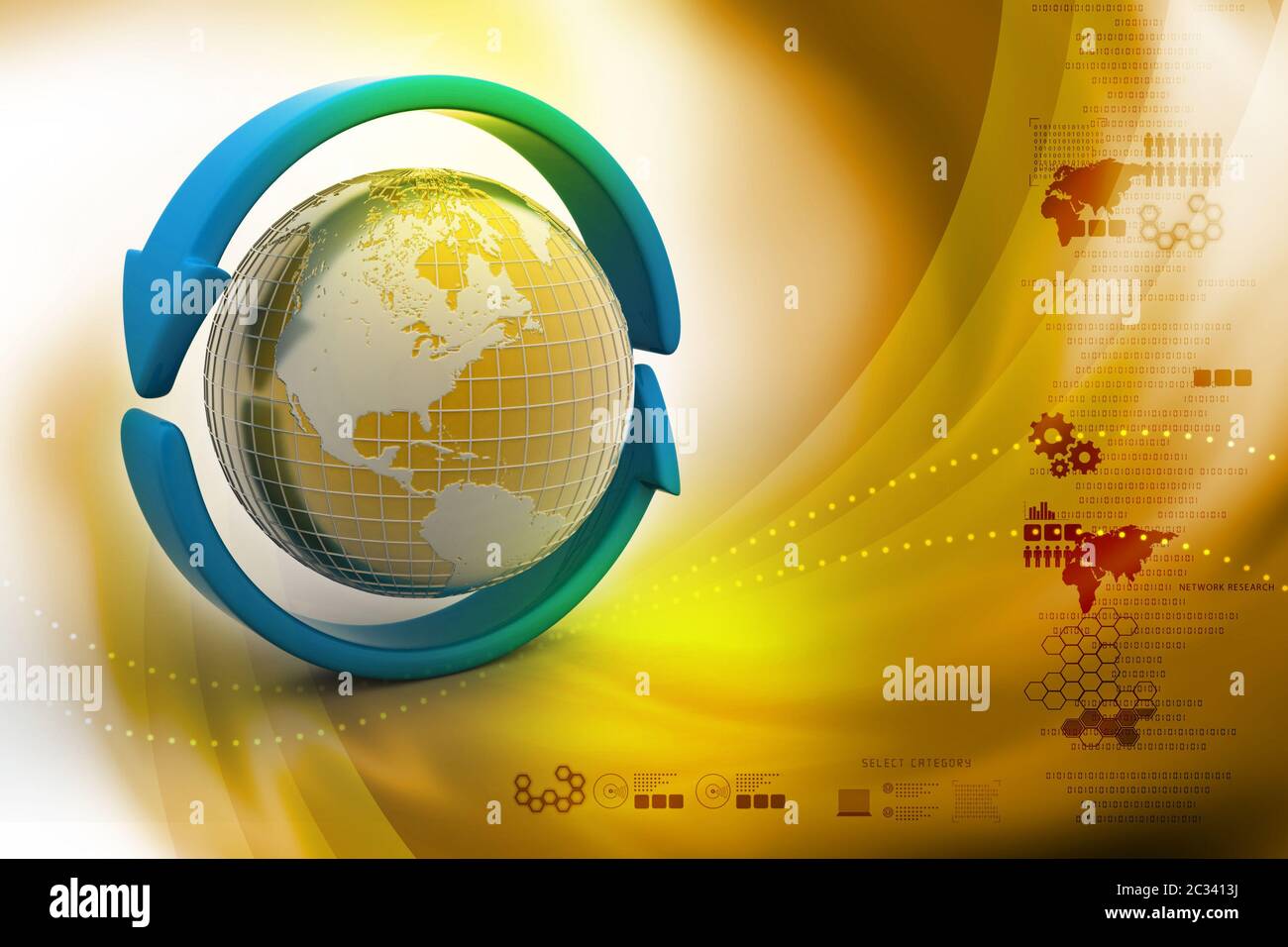Earth with arrow circle around Stock Photo - Alamy