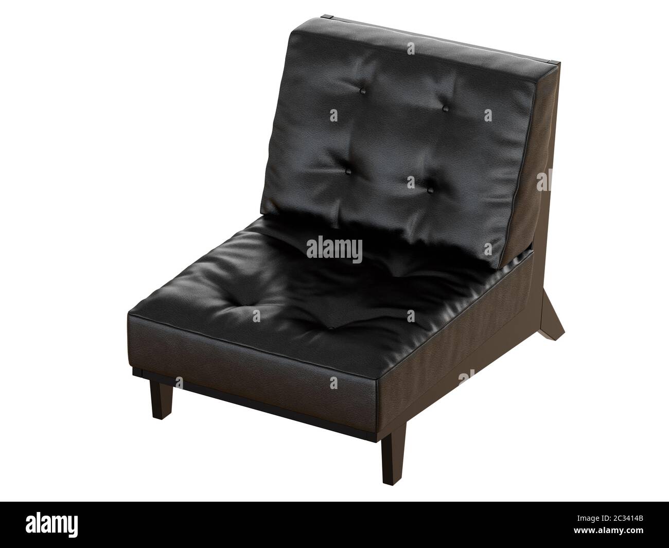 Black leather chair on a white background Stock Photo - Alamy