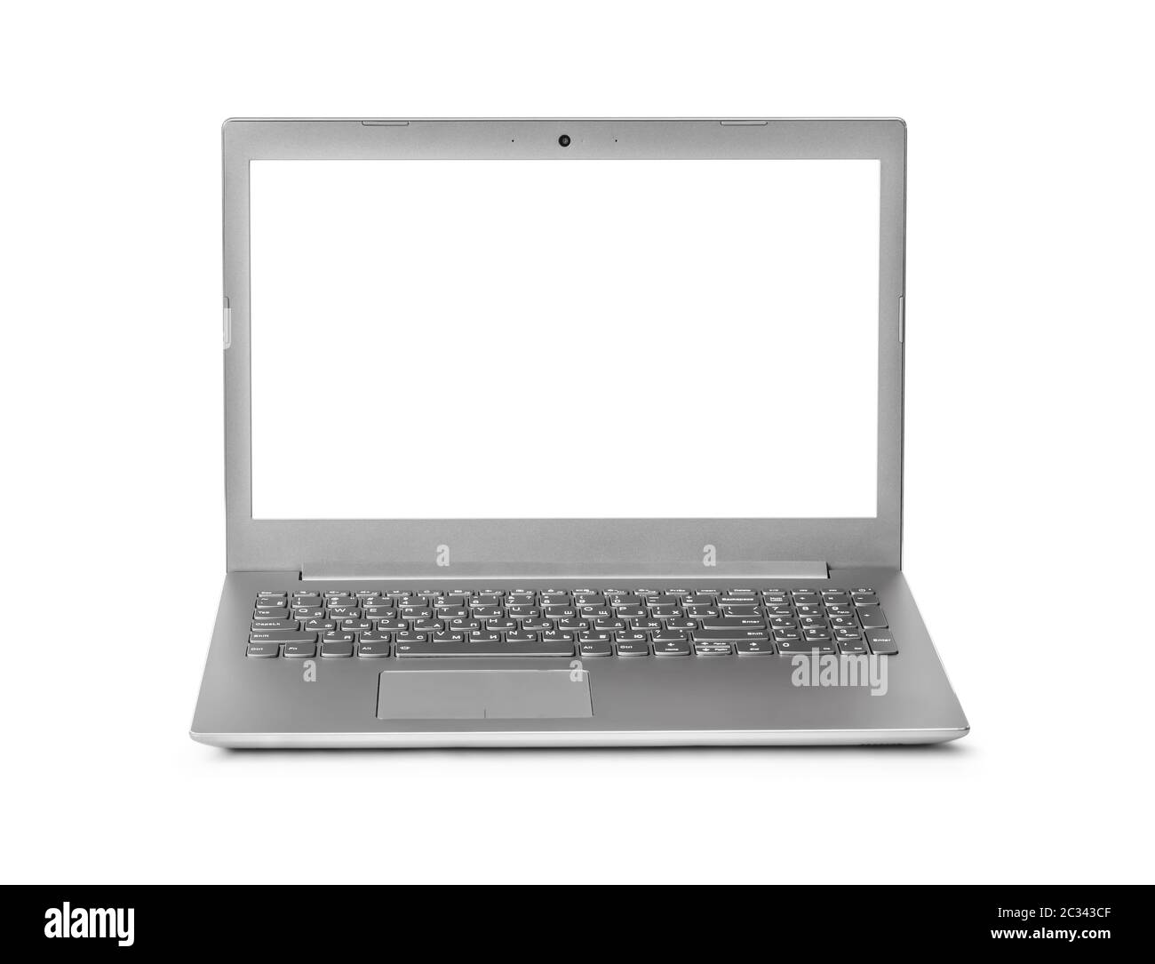 Notebook computer with russian keyboard Stock Photo Alamy