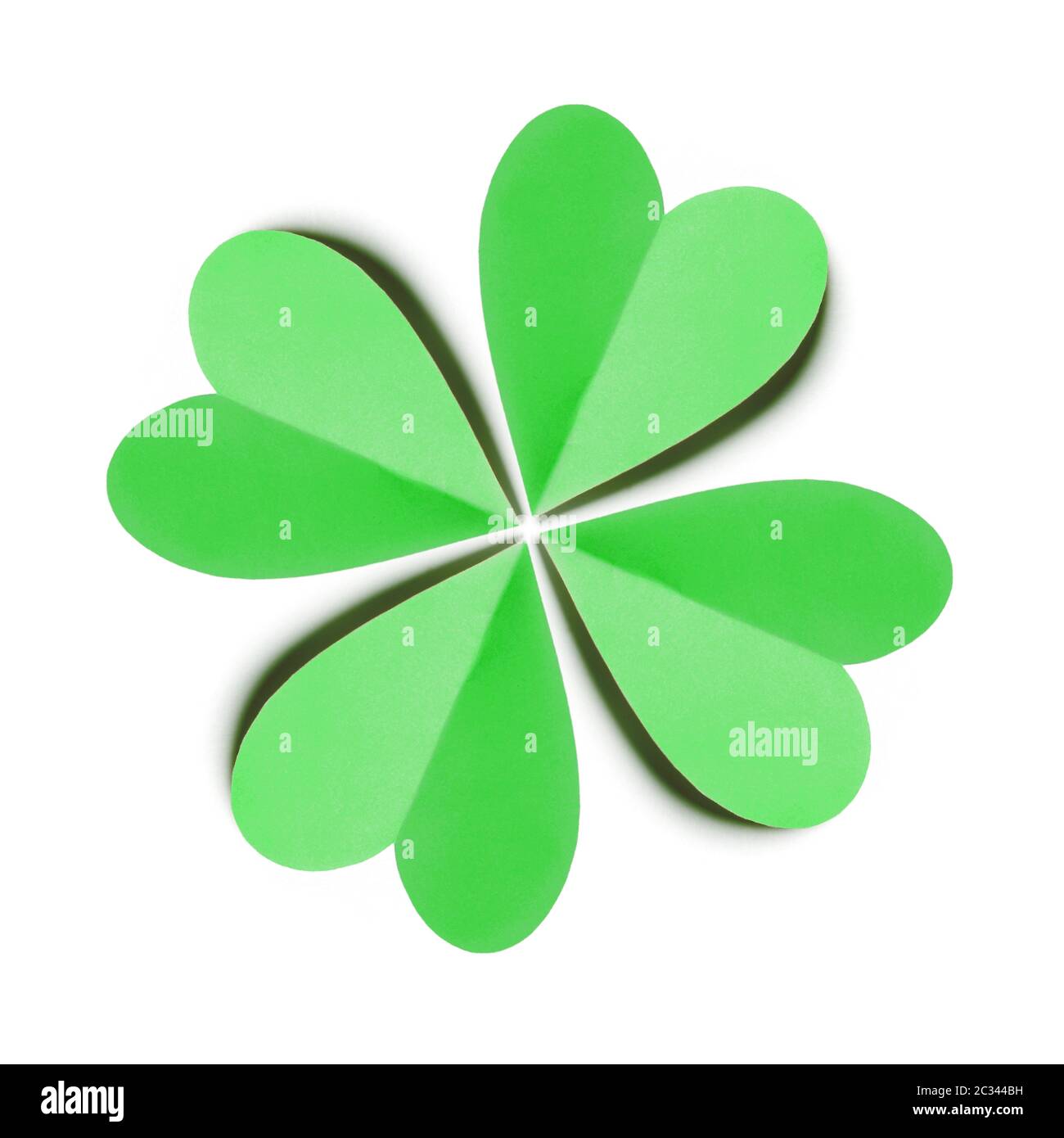 Handcraft paper green clover's four petals. Stock Photo