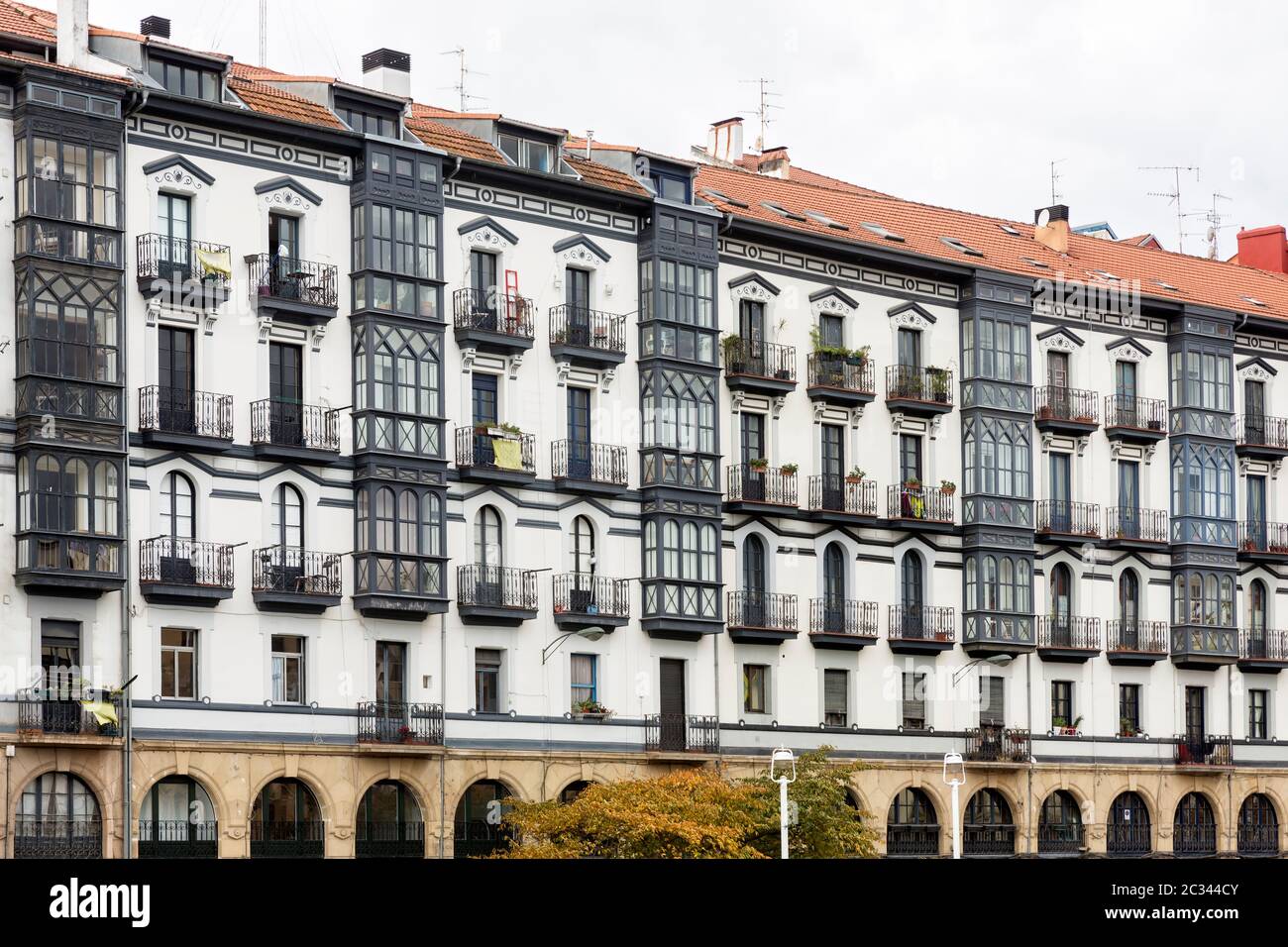 Typical facades of residential homes in Bilbao, Spain Stock Photo - Alamy