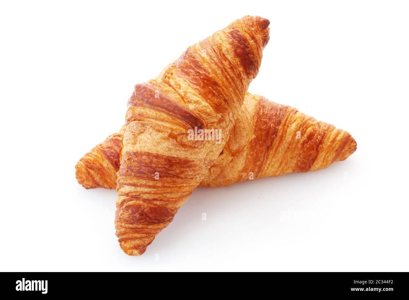 Two Butter Croissants Isolated On White Stock Photo