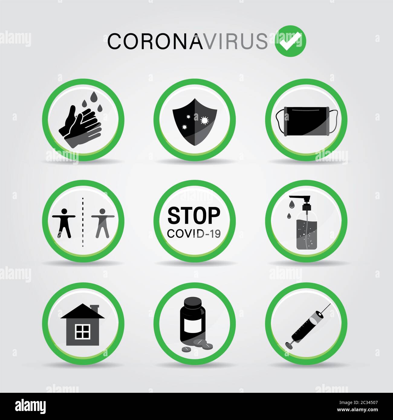 Coronavirus 2019 Prevention Symbol Button Icon Vector Stock Photo - Alamy