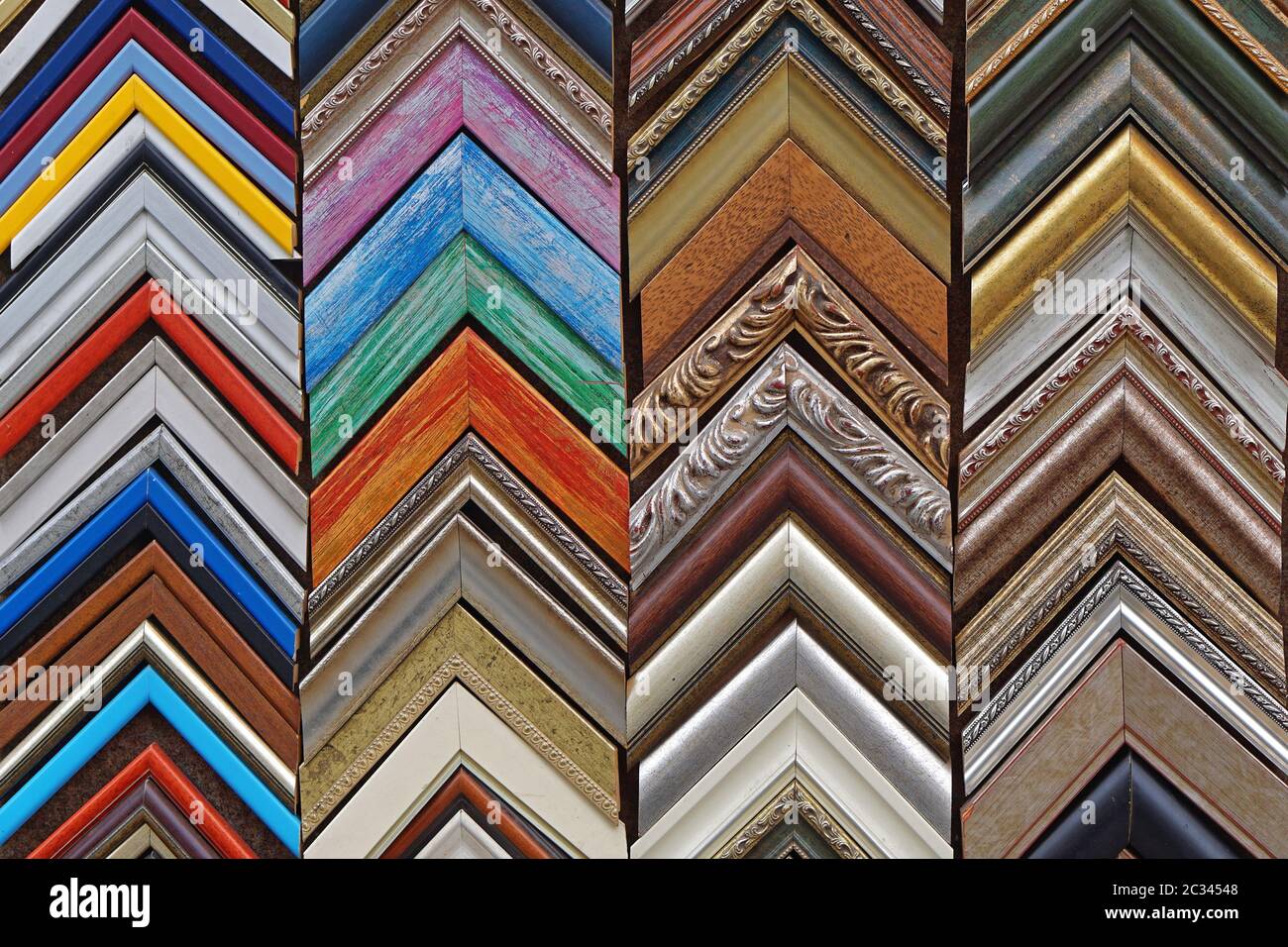 Colorful selection of picture frames corners samples Stock Photo Alamy