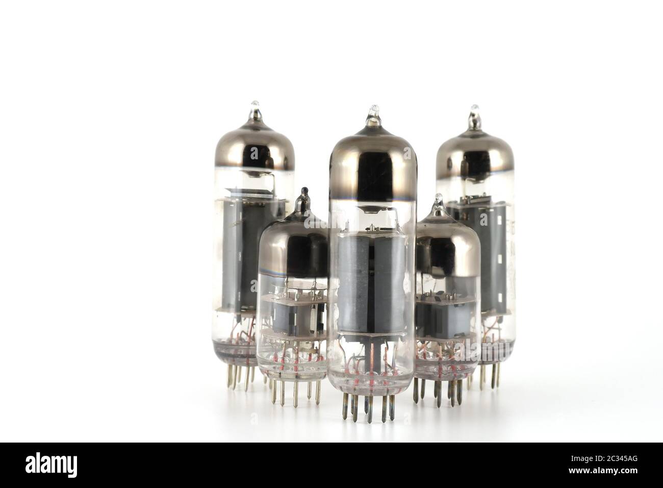Glass vacuum radio tubes over white Stock Photo Alamy