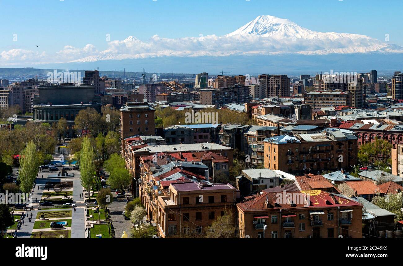 YEREVAN,ARMENIA APRIL 15,2015View of the majestic Mount Ararat from