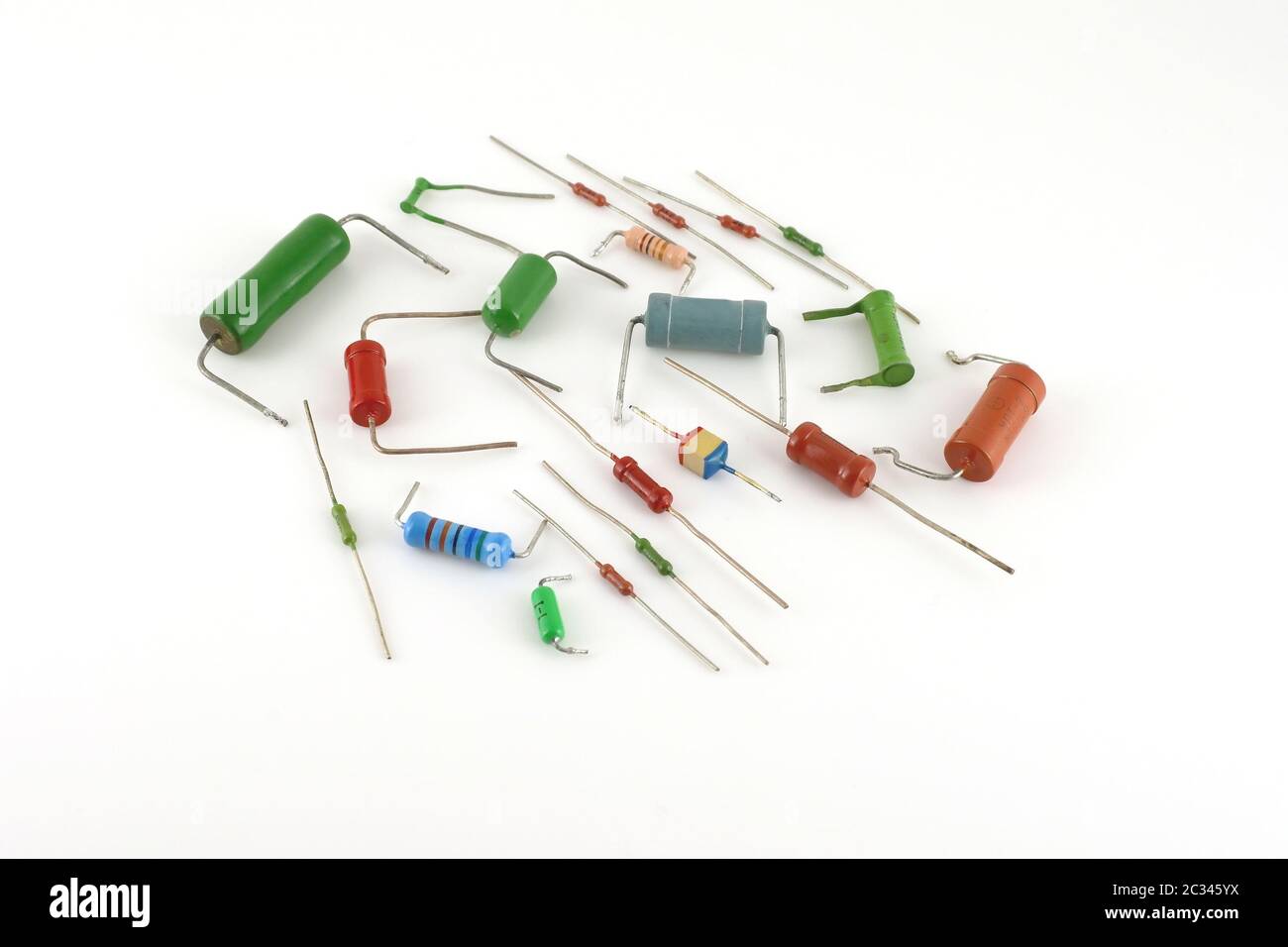 Electronic components resistors over white Stock Photo Alamy