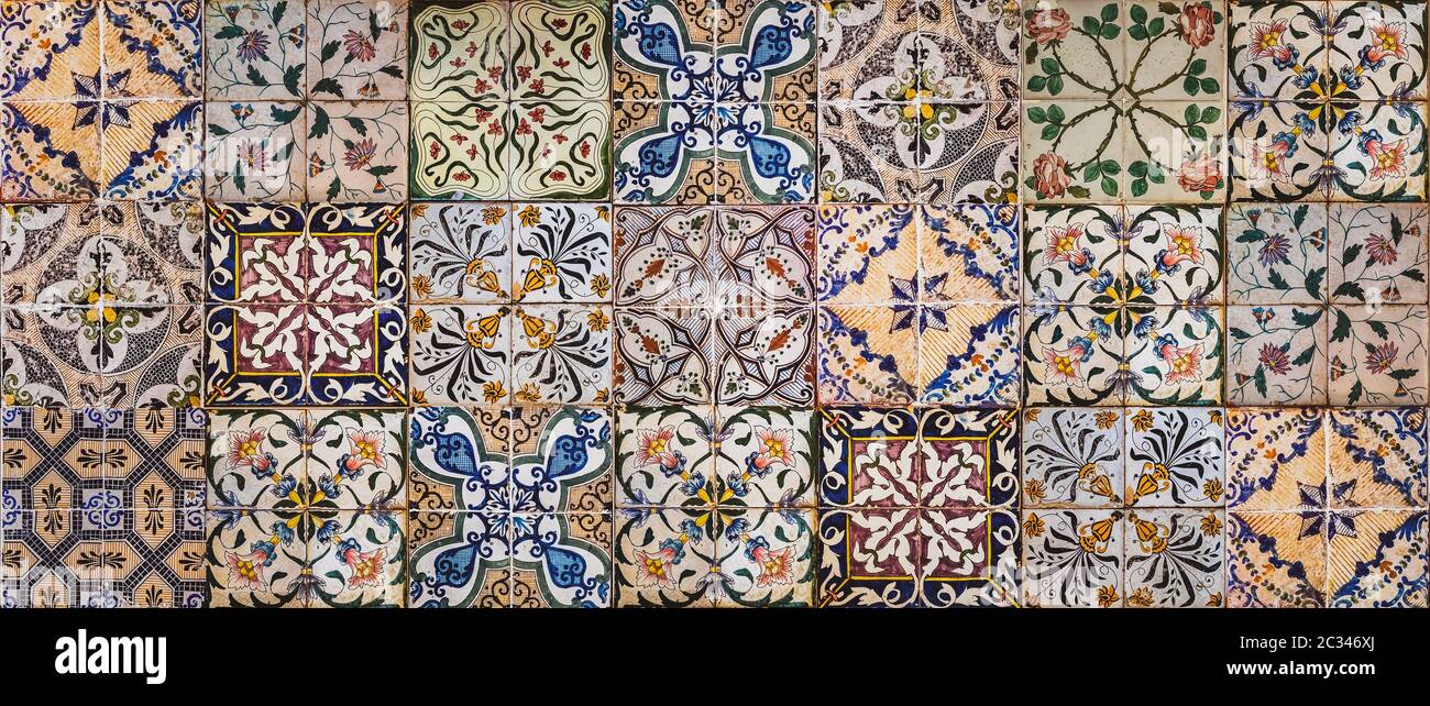 Background of vintage ceramic tiles Stock Photo