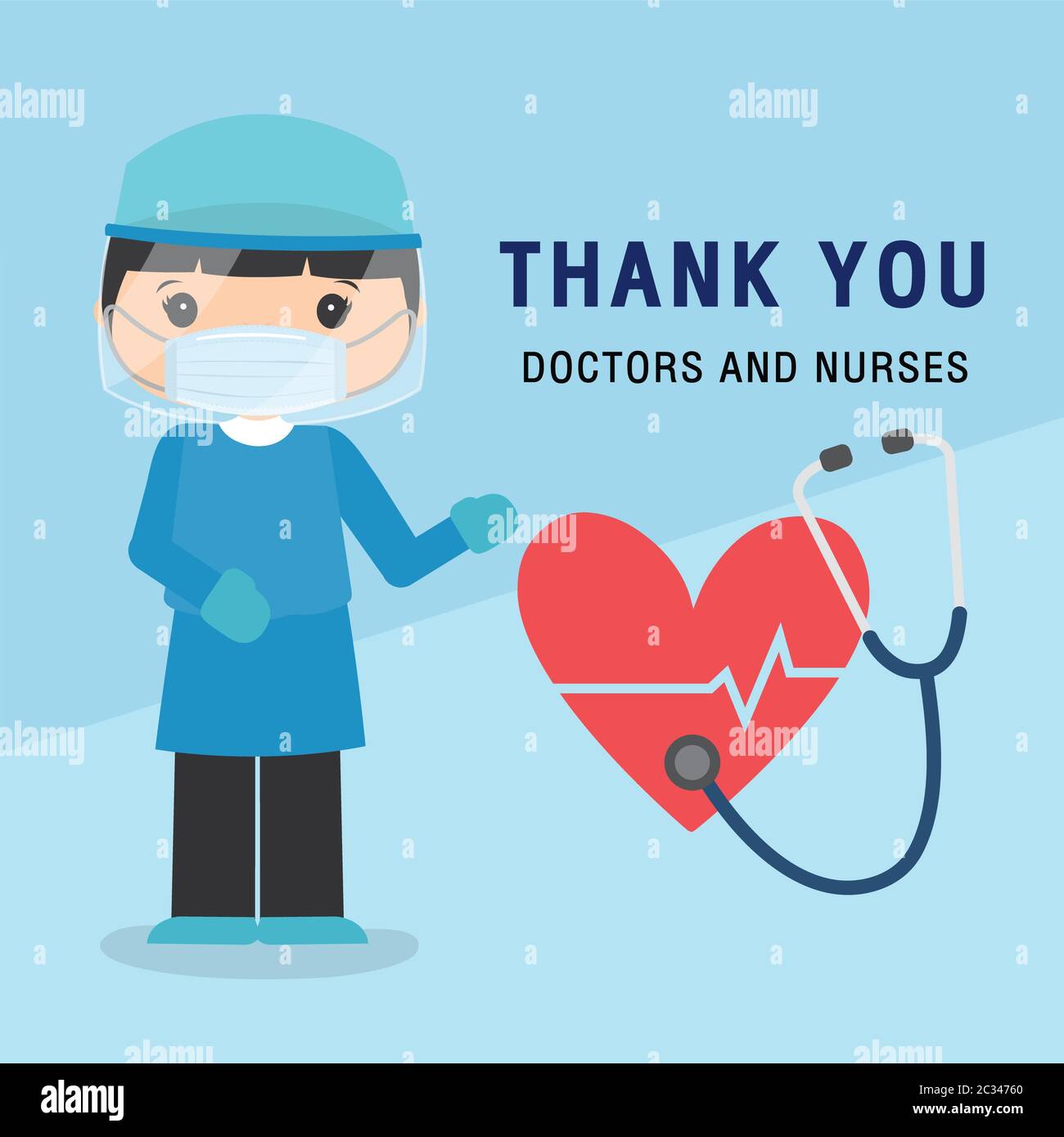 Thank you doctors and nurses fighting coronavirus cartoon character ...