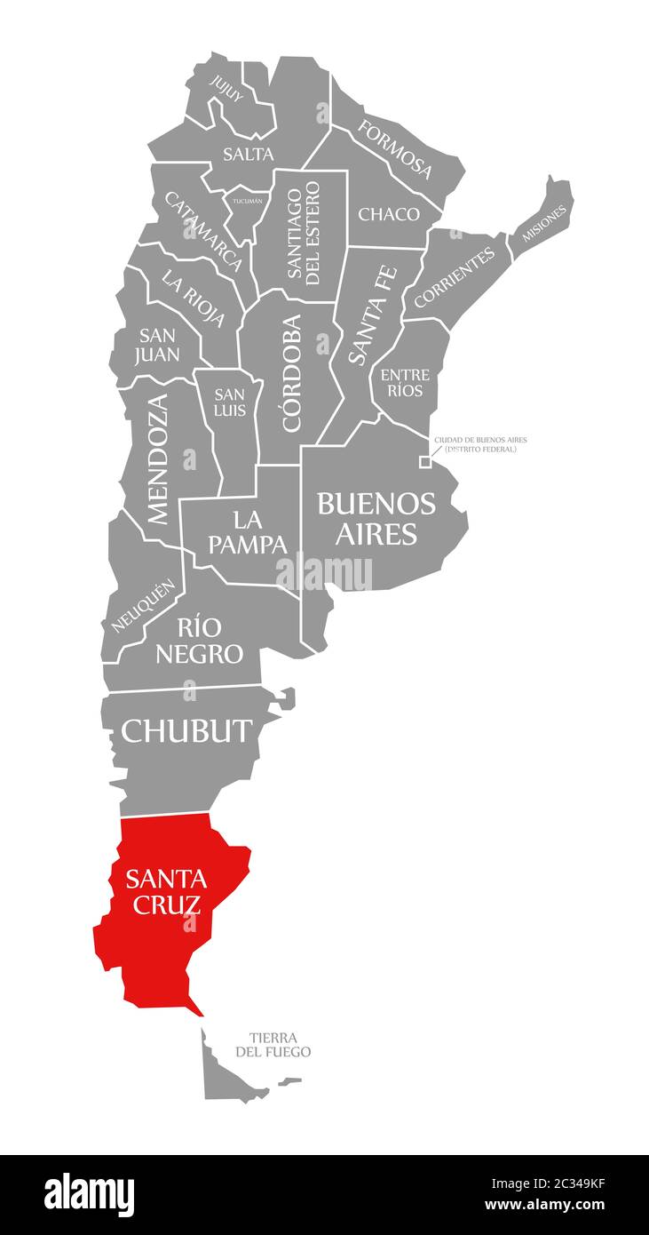 Santa Cruz Argentina Map Santa Cruz Red Highlighted In Map Of Argentina Stock Photo - Alamy