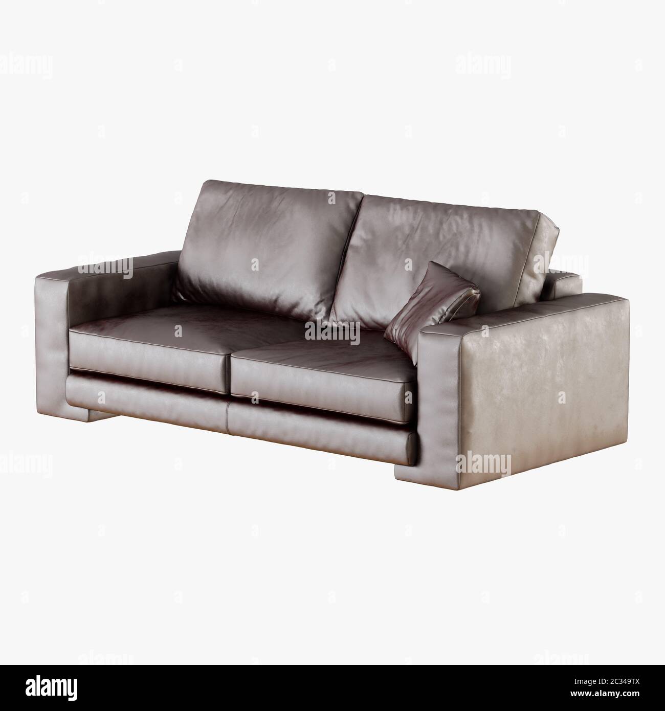 Brown leather sofa on a white background Stock Photo