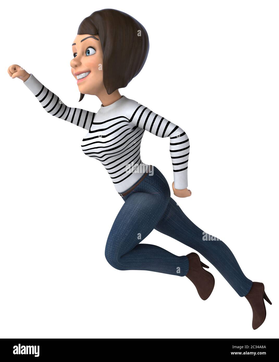 Fun 3D cartoon casual character woman Stock Photo
