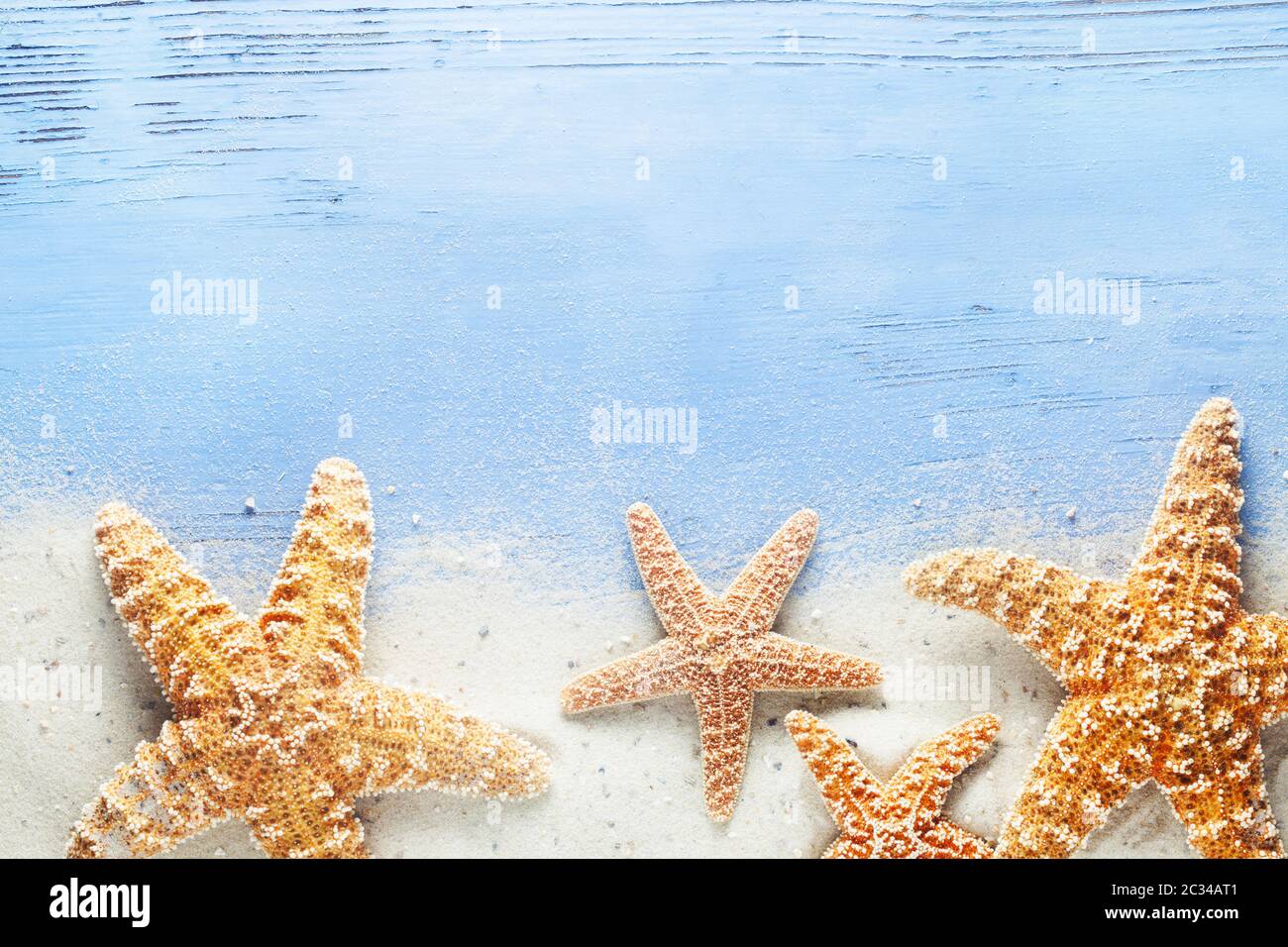 Maritime Background With Sand And Starfish Stock Photo