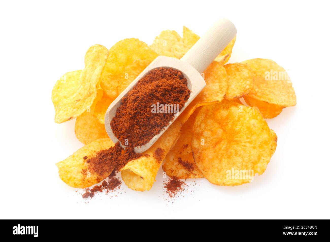 Crisps With Paprika Isolated On White Stock Photo