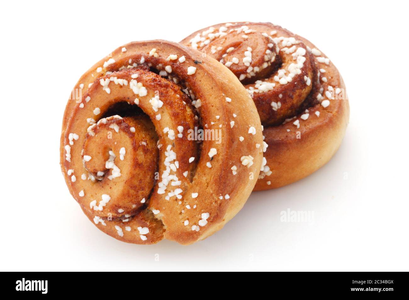 Two Cinnamon Buns Isolated On White Stock Photo - Alamy