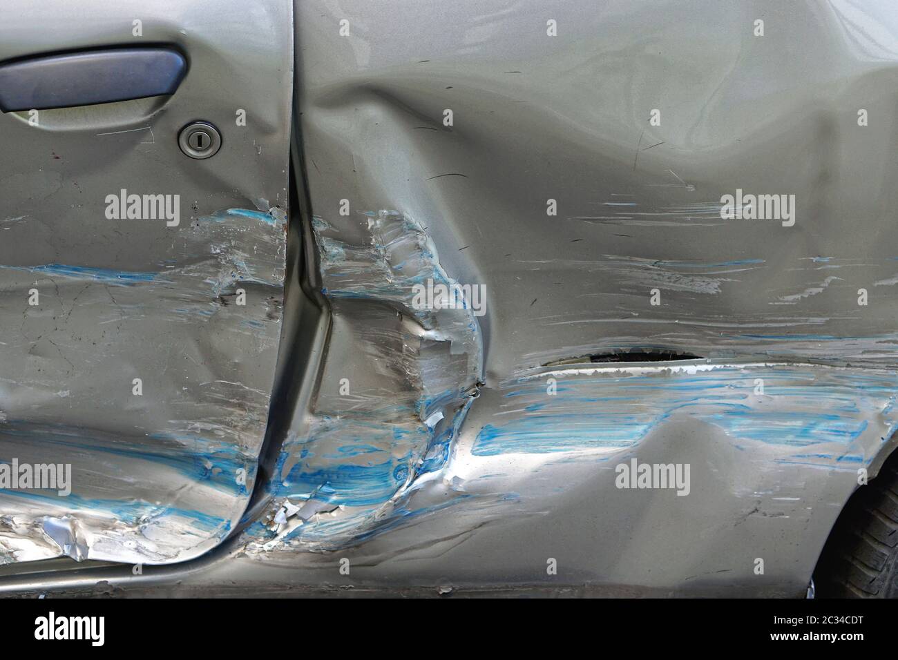 Car body dent traffic accident damage Stock Photo Alamy