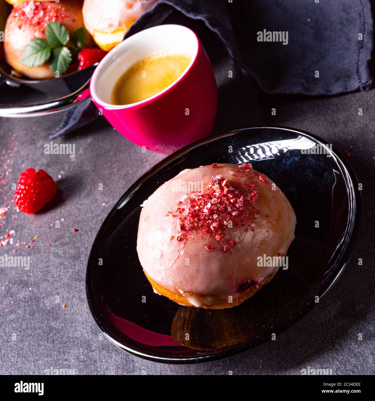 Delicious Berlin donuts filled with raspberry jam Stock Photo - Alamy