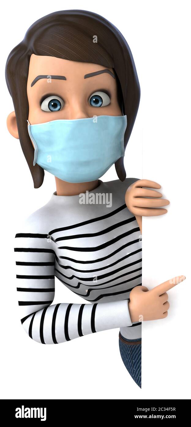 3D Illustration of a cartoon woman with a mask Stock Photo - Alamy