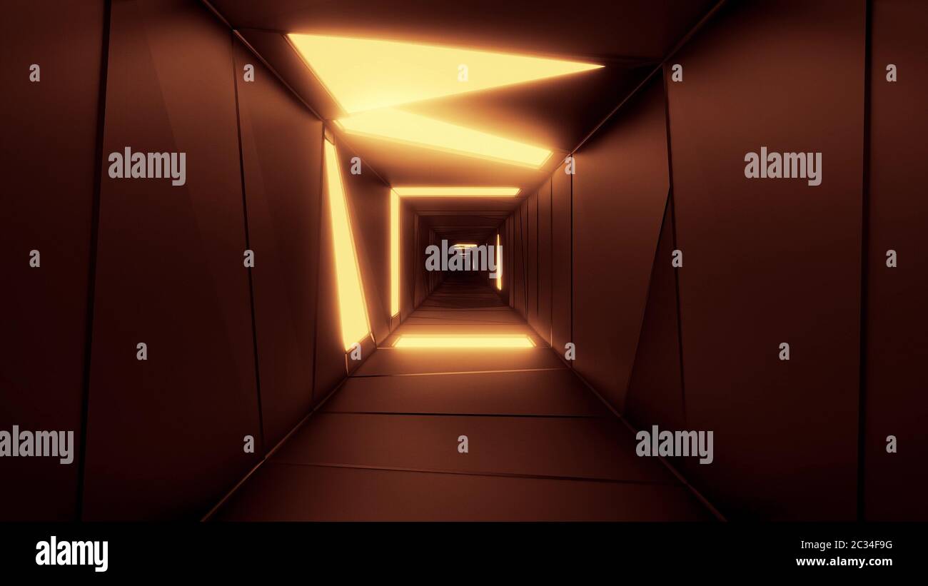 highly abstract design tunnel corridor with glowing light patterns 3d ...