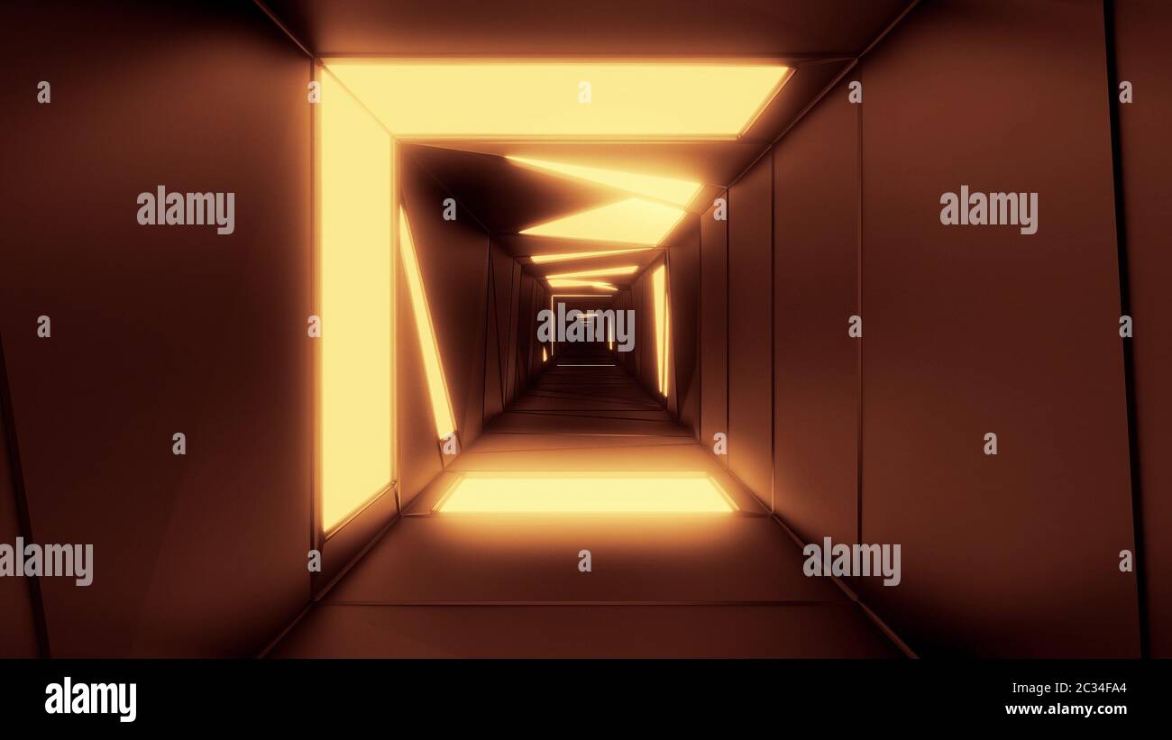 highly abstract design tunnel corridor with glowing light patterns 3d ...