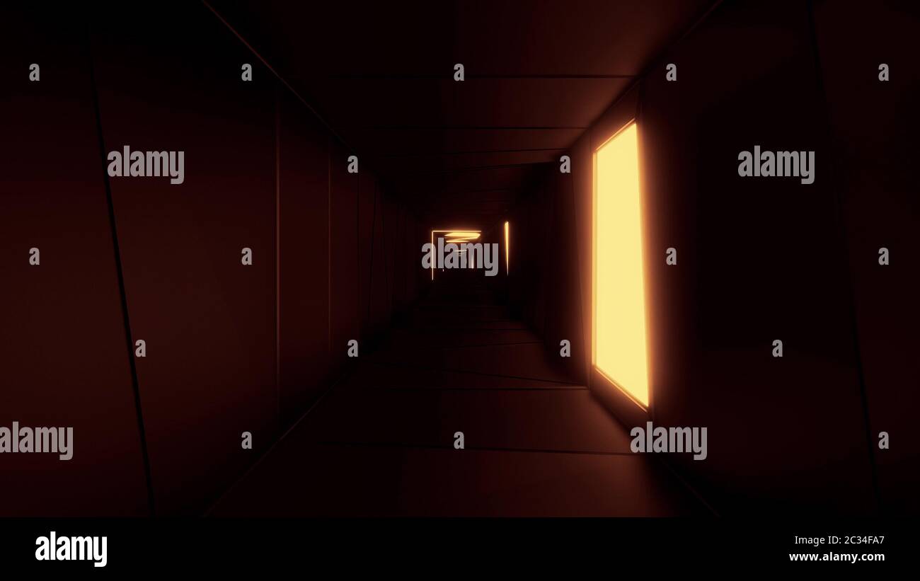 highly abstract design tunnel corridor with glowing light patterns 3d ...