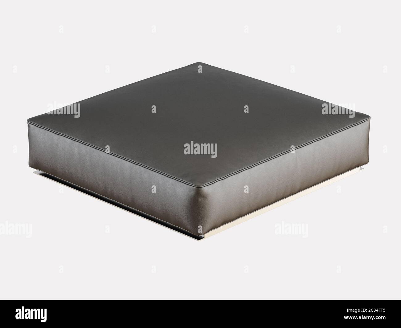 Square black leather ottoman on a white background 3d rendering Stock Photo