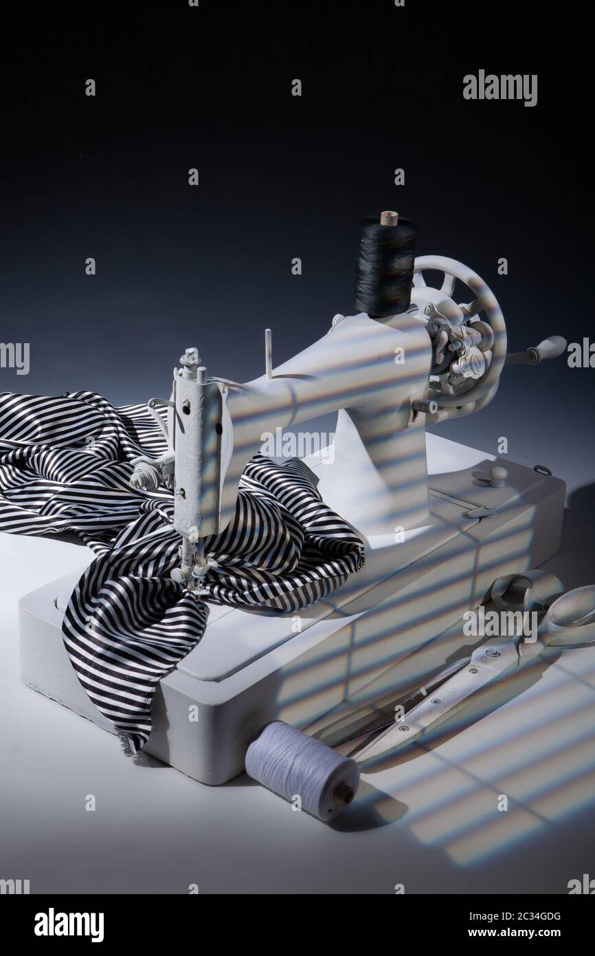 Sewing Machine And Fabric Stock Photo Alamy