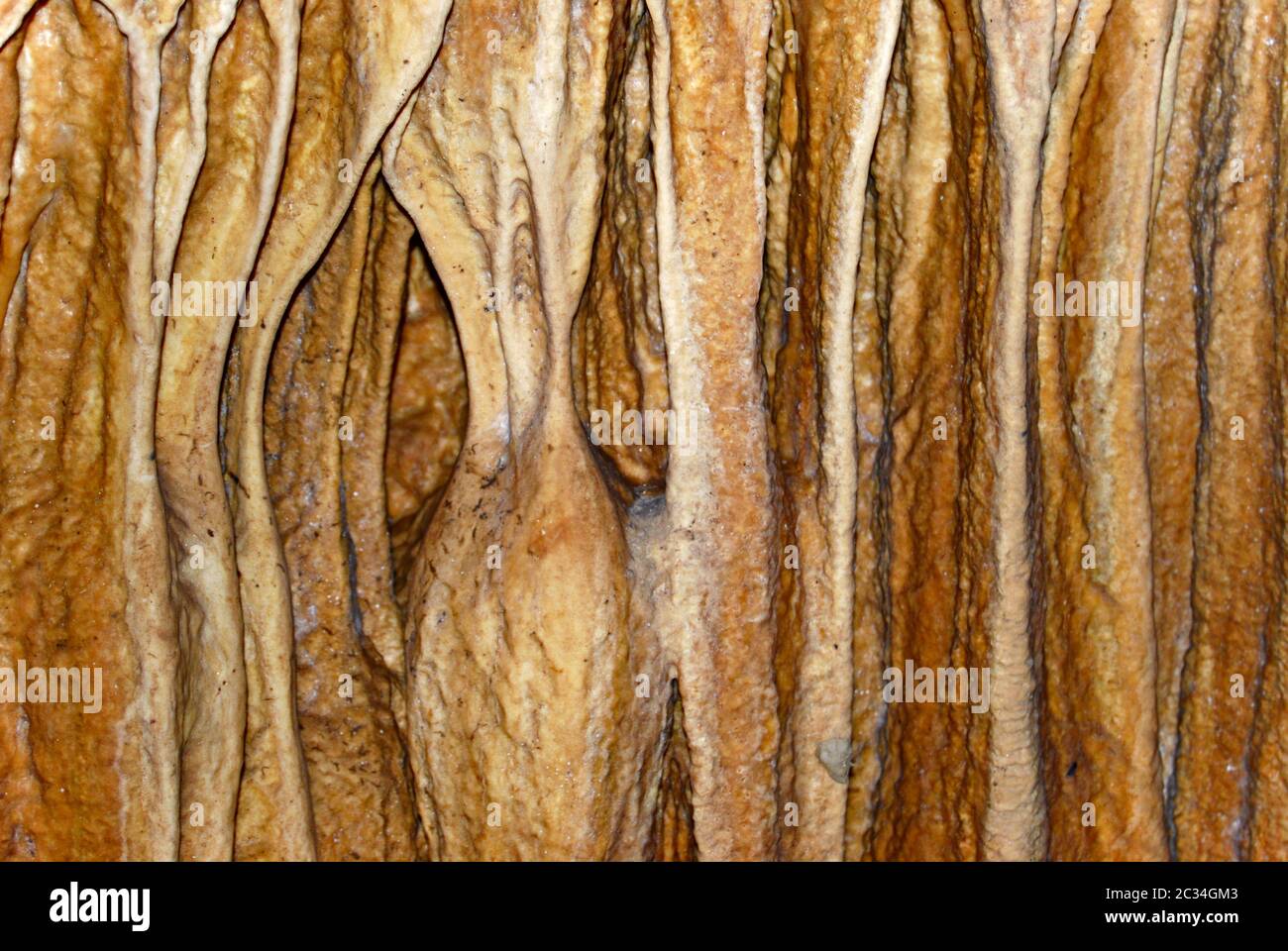 Stalactites and stalagmites in the New Athos cave of Abkhazia Stock Photo