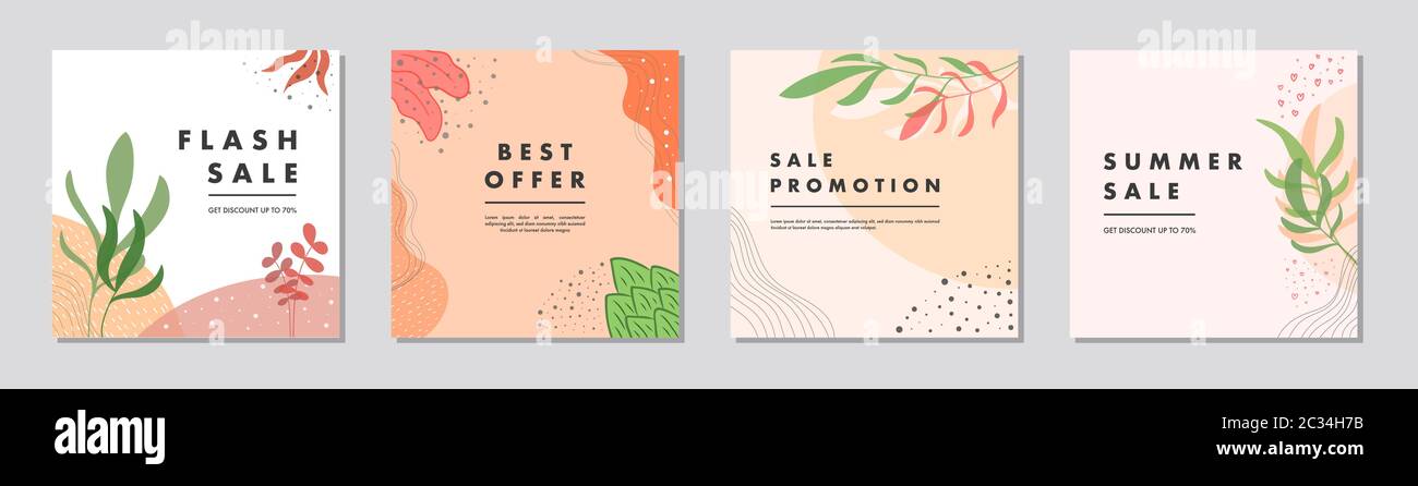 Sale square banner template for social media posts, mobile apps, banners design and web/internet ads. Trendy abstract square template with colorful co Stock Vector