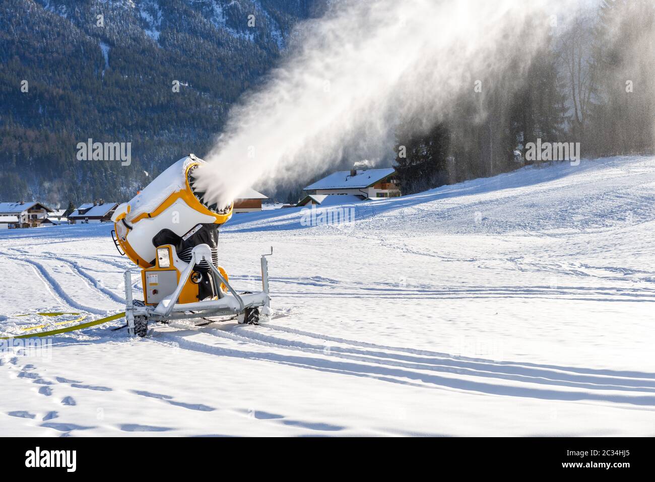 Snow cannon in action Stock Photo Alamy