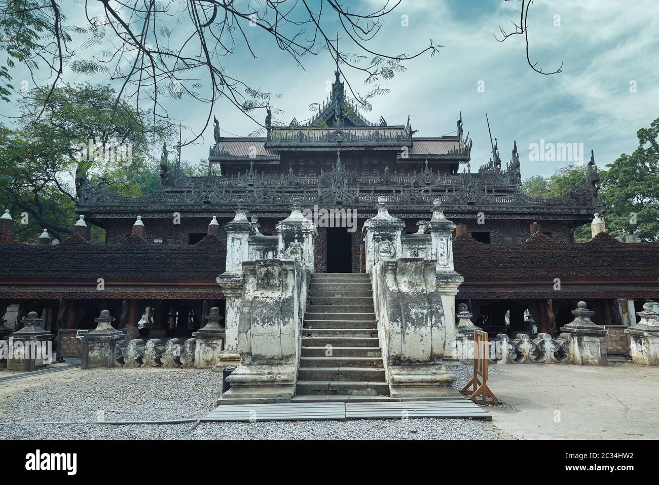 Shwenandaw buddhist monastery in Mandalay, Myanmar Stock Photo