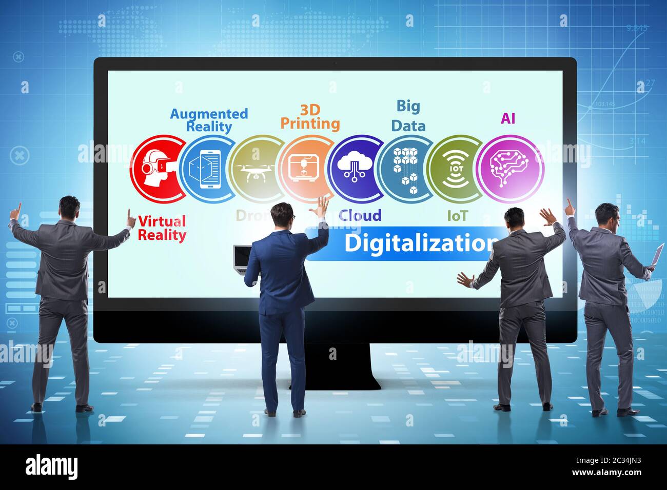 Digitalization Attributes Digital transformation and digitalization technology concept Stock ...