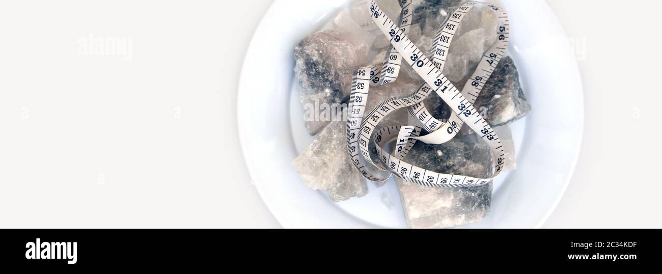 on a white background mineral source rock salt components Stock Photo