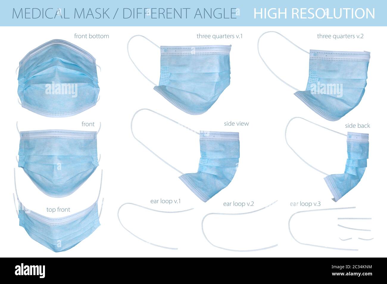 Download Medical Mask Isolated On White Background Isolated Mockup Medical Mask Whith Clipping Mask Surgical Mask With Rubber Earloop Template For Design Stock Photo Alamy