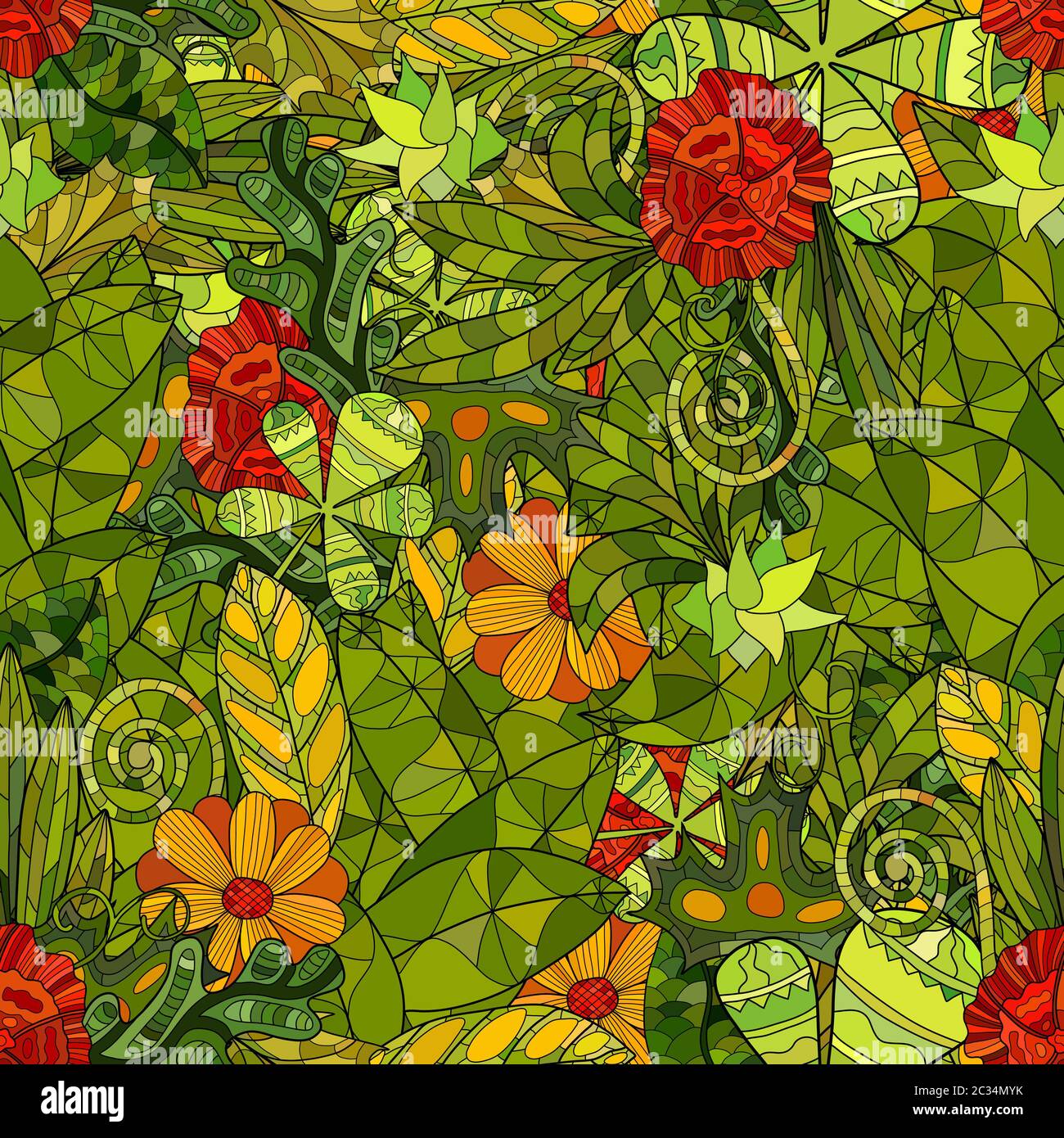 hand drawn floral seamless pattern Stock Photo - Alamy