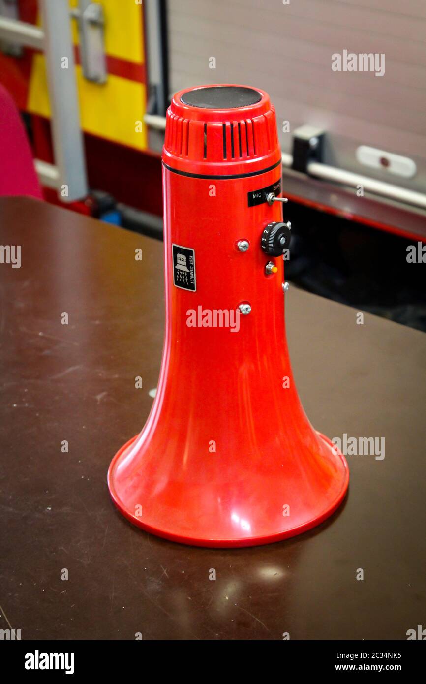 a megaphone for use in the fire department Stock Photo