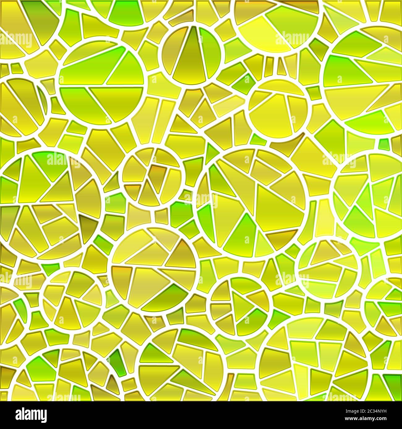 abstract stained-glass mosaic background - yellow and green circles ...
