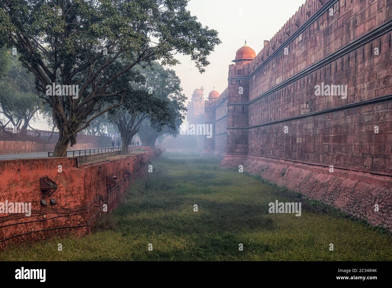 red fort fortress wall Stock Photo