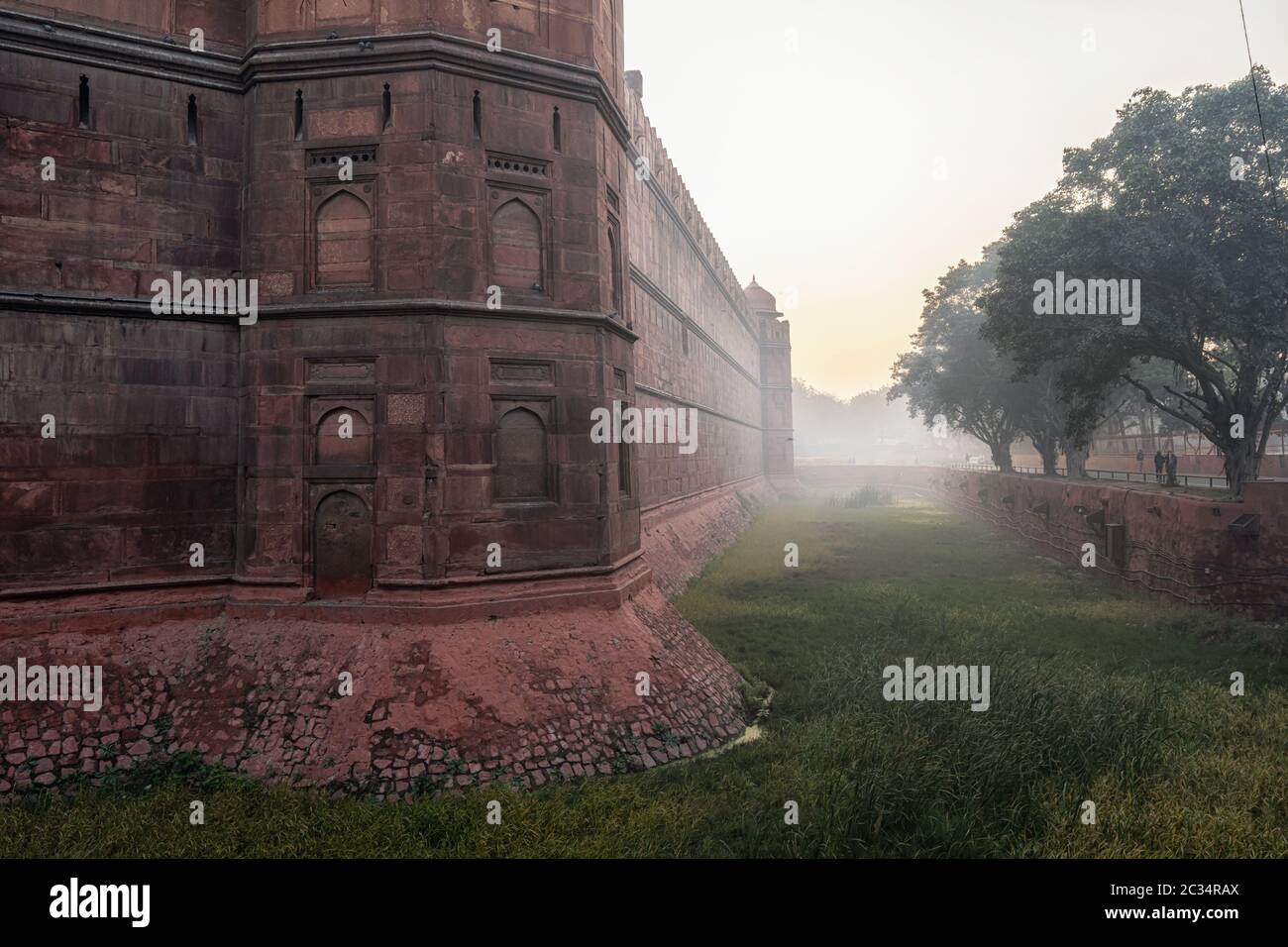 red fort fortress wall Stock Photo