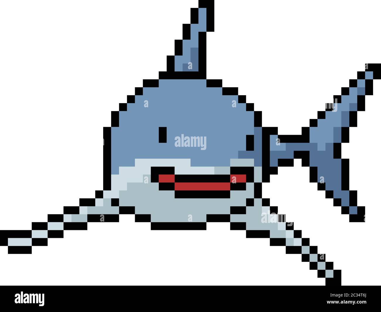 Premium Vector  Cheerful smiling shark character with pixel art