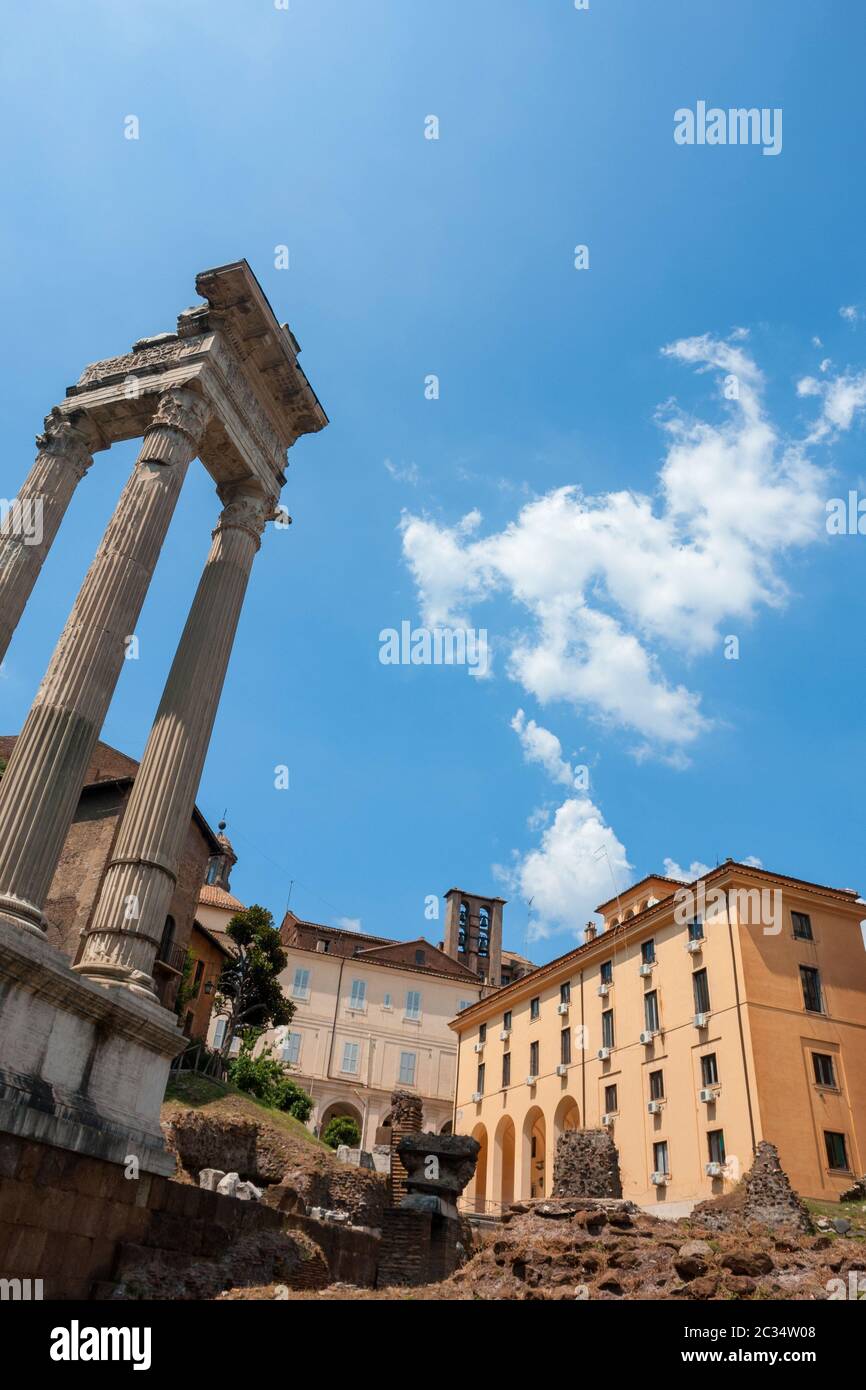 Temple of Apollo Sosianus (Templi di Apollo Sosiano e di Bellona) ruins in Rome, Italy Stock Photo