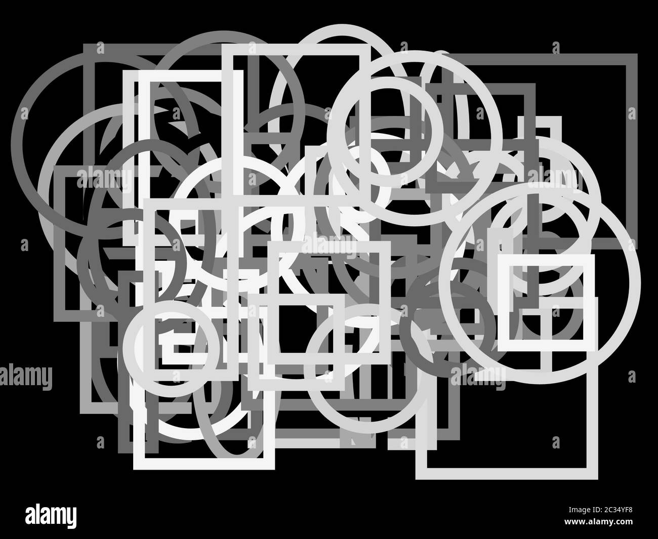 Abstract minimalist grey illustration with circle and ellipses squares ...