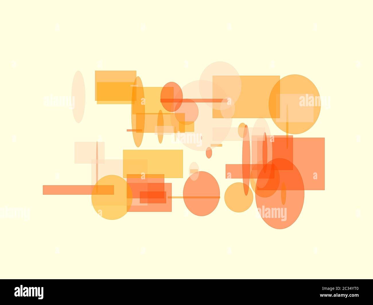 Abstract minimalist orange illustration with ellipses rectangles and ...