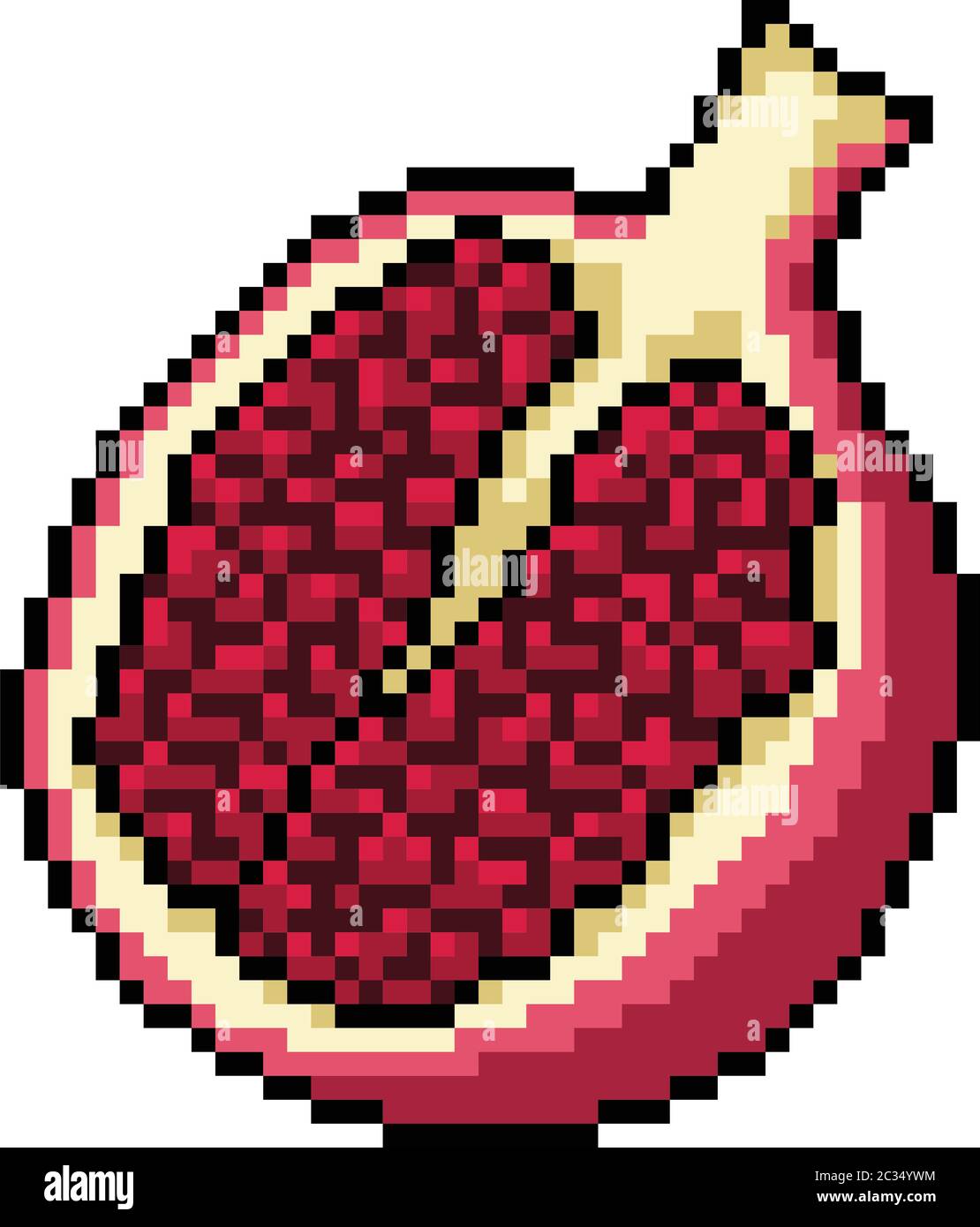 A set of isolated fruits in Pixel Art.