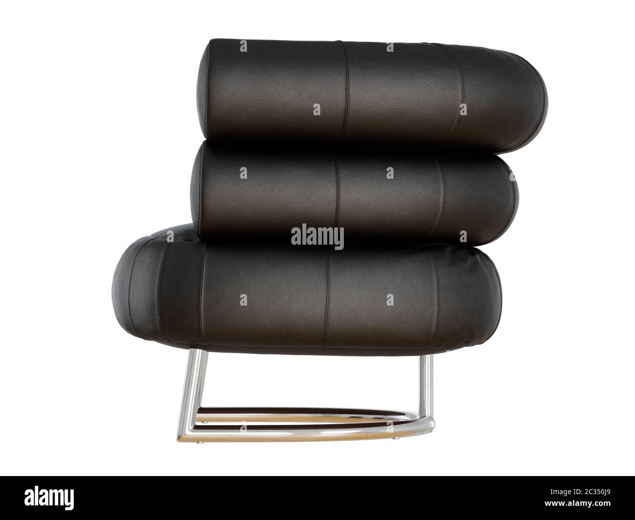 Soft black leather chair with backrest from cylinders 3d rendering Stock Photo