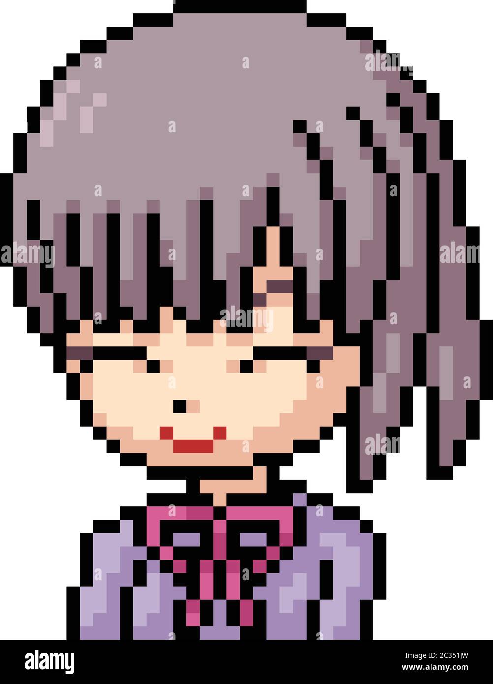 vector pixel art anime girl isolated cartoon Stock Vector