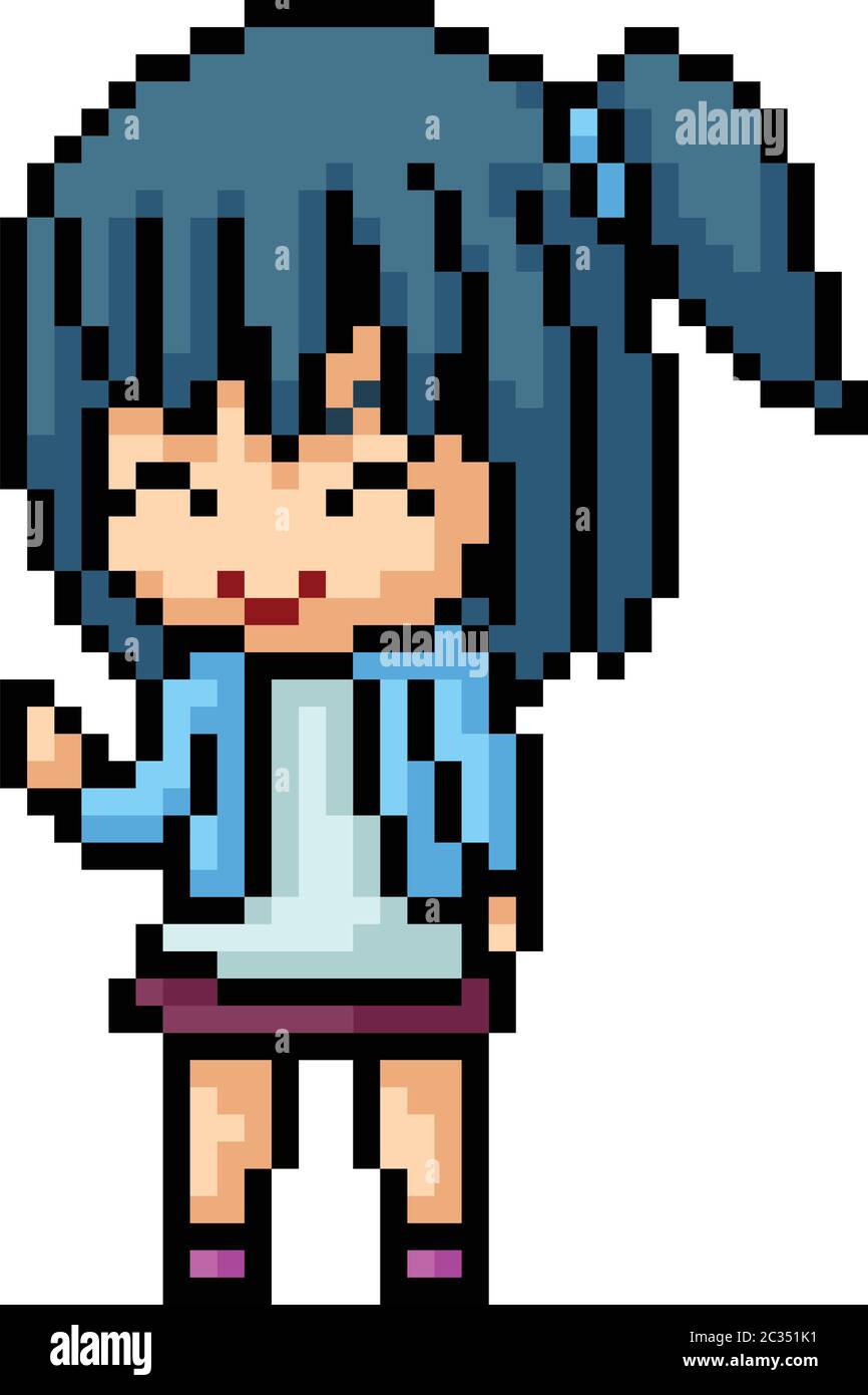 Vector Pixel Art Anime Girl Isolated Cartoon Stock Illustration - Download  Image Now - Girls, Pixelated, Human Face - iStock