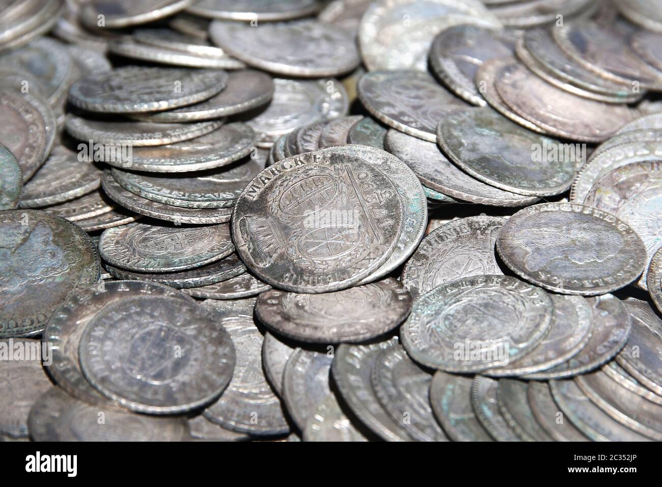 Antic German coin Conventionsthaler Friedrich August III Eine mark F or mark Stock Photo