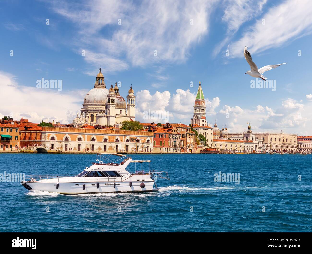 The Salute Church, St Mark's Campanile and Doge's Palace, Venice, Italy. Stock Photo