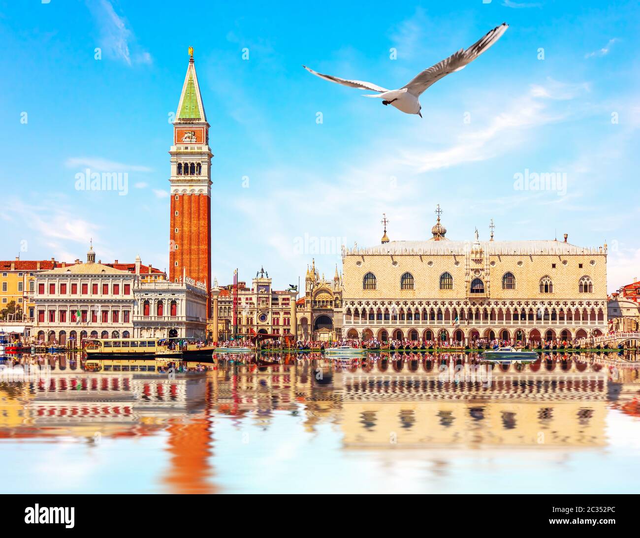 The Doge's Palace and St Mark's Campanile, Venice, Italy. Stock Photo